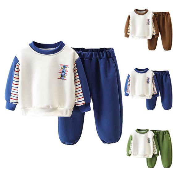 ZZwxWA Toddler Baby Boy Clothes Sweatshirt Outfits Little Boy Outfits Long Sleeve Tops and Pants Set Two Piece Sets Holiday Gifts Winter
