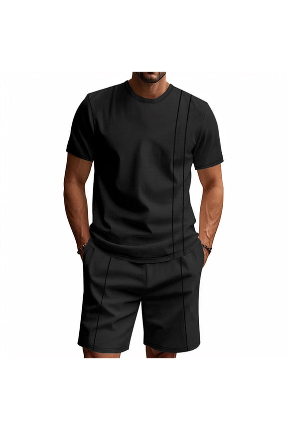 Track Suits Mens Summer Crew Neck Short Sleeve T-Shirts and Shorts Set Lightweight Athletic Tracksuits Workout Summer Saving