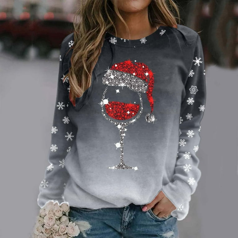 ZZwxWA Ugly Christmas Sweater for Women Light Up Shiny Red Wine