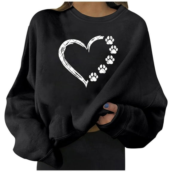 ZZwxWA Valentines Day Womens Crew Neck Comfy Long Sleeve Sweatshirts Cute Heart Graphic Pullover Tops Oversized Fashion Sweatshirt