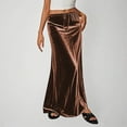 thumbnail image 1 of ZZwxWA Velvet Skirts for Women Dressy Casual Soft Smooth Lightweight Wrap Bodycon Long Skirt Drawstring Elastic Waist Dress, 1 of 5