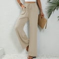 thumbnail image 1 of ZZwxWA Wide Leg Pants for Women Business Casual Work Pants Womens Drawstring Loose Flowy Beach Palazzo Pants Summer High Waisted Lounge Trouser, 1 of 6