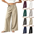 thumbnail image 1 of ZZwxWA Wide Leg Pants for Womens Bow Tie Waist Pleated Front Loose Fit Soft Vintage Dressy Casual Trousers with Pockets, 1 of 5