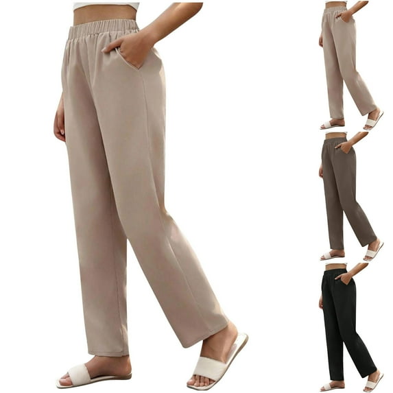 ZZwxWA Wide Leg Sweatpants for Women Elastic High Waisted Casual Lightweight Loose Fit Travel Work Pants with Pockets