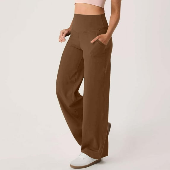 ZZwxWA Wide Leg Yoga Pants for Women Stretch High Waisted Yoga Pants Baggy Soft Belly Control Leggings Palazzo Pants