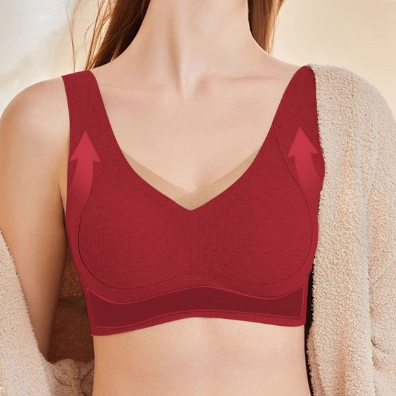 ZZwxWA Wireless Bras for Women with Support and Lift No Underwire Breathable V-Neck Bralettes Seamless Sport T Shirt Bra