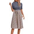 thumbnail image 1 of ZZwxWA Women 2025 Summer Dress Short Sleeve Ribbed Teacher Church Modest Business Casual Work Outfits Midi Dress, 1 of 3