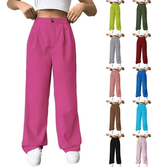 ZZwxWA Women Casual High Waist Suit Pants Business Work Trousers Dressy Stretchy Pants Straight Suits Pants Wide Leg Pant