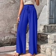 thumbnail image 1 of ZZwxWA Women Casual High Waist Wide Leg Pants Summer Long Solid Boho Yoga Pants Womens Drawstring Lounge Beach Trousers Loose Business Pants, 1 of 6
