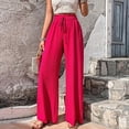 thumbnail image 1 of ZZwxWA Women Casual High Waist Wide Leg Pants Summer Long Solid Boho Yoga Pants Womens Drawstring Lounge Beach Trousers Loose Business Pants, 1 of 6