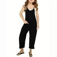 thumbnail image 1 of ZZwxWA Girl's V Neck Sleeveless Jumpsuits Spaghetti Straps Harem Long Pants Rompers with Pockets, 1 of 6