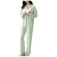 thumbnail image 1 of ZZwxWA Women Fashion Solid Color with Chest Pad Loose Long Sleeves At Home Pajama Sets, 1 of 4