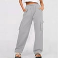 thumbnail image 1 of ZZwxWA Women High Waisted Drawstring Wide Leg Cargo Pants 2025 Trendy Casual Baggy Joggers Pants with Pockets, 1 of 6