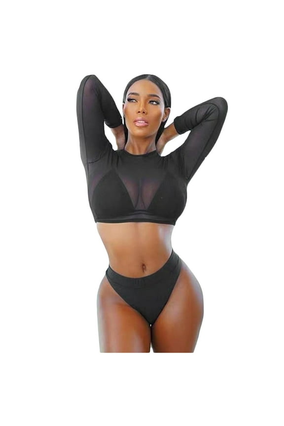 Women Long Sleeve Swimsuit Sun Protection Rash Guard Two Piece Printed Surfing Swim Bathing Suit Womens Bath Suit