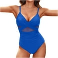 thumbnail image 1 of ZZwxWA Women One Piece Swimsuits Belly Control Bathing Suits Cutout Mesh Front Cross Swimwear, 1 of 5