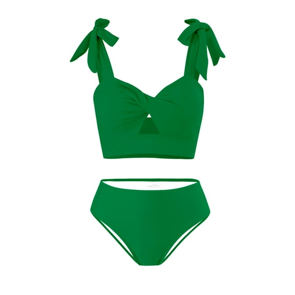 ZZwxWA Women Two Piece Swimsuits High Waisted Bikini Set Belly Control Ruched Tie Knot Bathing Suits