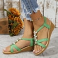 thumbnail image 1 of ZZwxWA Women Wedge Dressy Sandals: Elastic Ankle Strap Sandal - Summer Open Toe - Dressy Comfortable Sandal, 1 of 6