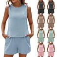 thumbnail image 1 of ZZwxWA Women's 2 Piece Summer Cozy Knit Set Ribbed Sleeveless Tank Top Soft Matching Shorts Beach Vacation Outfits Womens Workout Athletic Suits 50% Off Clear, 1 of 7