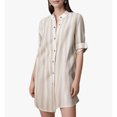 thumbnail image 1 of ZZwxWA Women's Button Down Shirt Dress Oversize Collared Long Sleeve Stripes Linen Tunic Dresses Blouse, 1 of 4