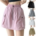 thumbnail image 1 of ZZwxWA Women's Cargo Mini Skirt High Waisted Drawstring A-Line Quick Dry Workout Short Skirt with Pockets Y2K Cargo Skirts, 1 of 6