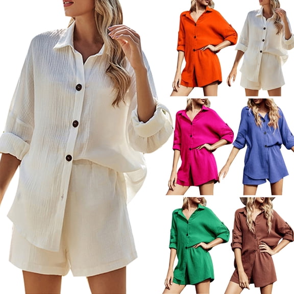 ZZwxWA Women's Casual 2 Piece Outfit Short Sleeve Top and High Waisted Shorts Sweatsuit Set Cotton Ladies Solid Color Suits Summer