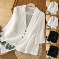 thumbnail image 1 of ZZwxWA Women's Casual Blazer Summer 3/4 Length Sleeve Solid Color Lightweight Cardigan Loose Fit Lapel Collar Suit Jackets, 1 of 7