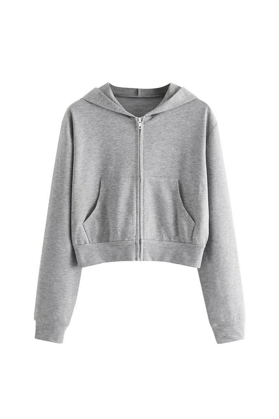 Women's Casual Zip Up Drawstring Cropped Hoodie Hooded Crop Jacket Top with Pockets My Order