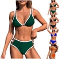 thumbnail image 1 of ZZwxWA Women's Color Block Bikini Sets 2 Piece String Adjustable Straps High Cut Swimsuits, 1 of 3
