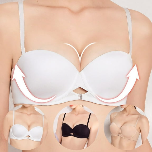 ZZwxWA Women's Convertible T-Shirt Bra Smooth Seamless Comfort Non-Padded Wireless Push Up Bra Everyday Wear Minimizer Bras