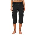 thumbnail image 1 of ZZwxWA Women's Cotton Linen Capris Casual Elastic Waist Knee Length Cargo Shorts Summer Lightweight Hiking Shorts, 1 of 5