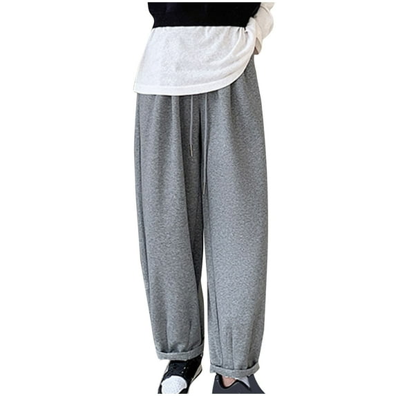 ZZwxWA Women's Cotton Solid Color Sweatpants Elastic Waist High Street Roll Up Y2K Athletic Pants All-Match for Everyday Wear