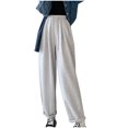 thumbnail image 1 of ZZwxWA Women's Cotton Solid Color Sweatpants Elastic Waist High Street Roll Up Y2K Athletic Pants All-Match for Everyday Wear Reduced Price, 1 of 6