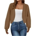 thumbnail image 1 of ZZwxWA Women's Cropped Cardigan Coat Long Sleeve Open Front Sweaters Drop Shoulder Short Shrugs Lightweight Jacket Outwear, 1 of 5