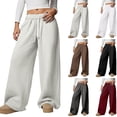 thumbnail image 1 of ZZwxWA Women's Fleece Lined Wide Leg Sweatpants Winter Warm Drawstring Baggy Sweat Pants Athletic Jogger Pants, 1 of 5