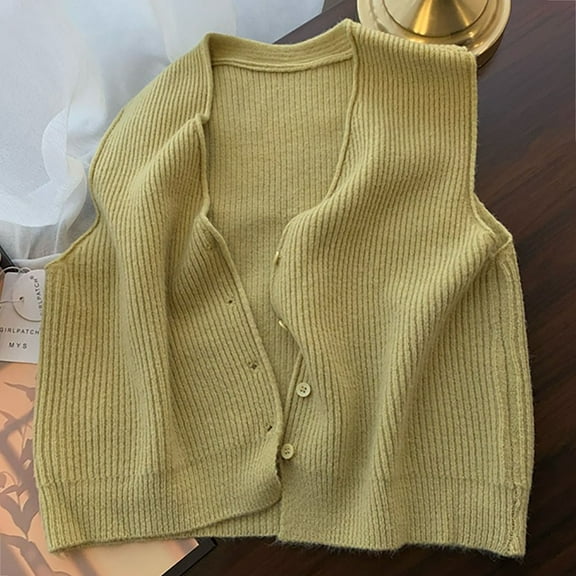ZZwxWA Women's Knit Vest Top Sleeveless V Neck Button Up Sweater Vest Summer Streetwear