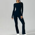 thumbnail image 1 of ZZwxWA Women's Long Sleeve Flared Jumpsuit Stretchy One Piece Backless Bodycon Playsuit Sexy Full Length Legging Rompers, 1 of 6