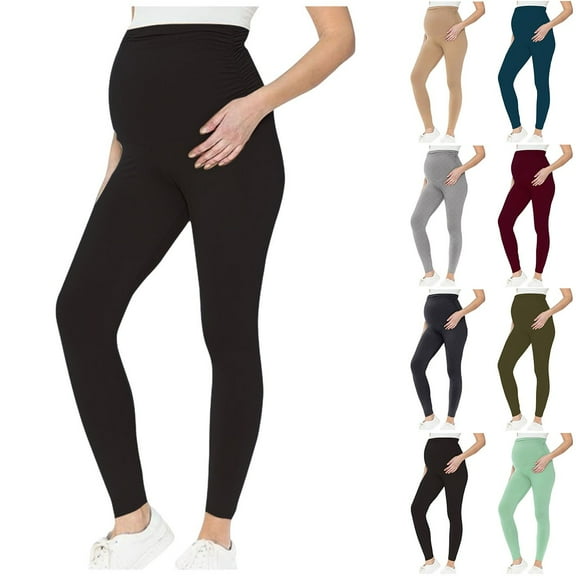 ZZwxWA Women's Maternity Leggings Over The Belly Pregnancy Plus Size Yoga Pants High Waisted Active Wear Workout Leggings