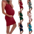 thumbnail image 1 of ZZwxWA Women's Maternity Sleeveless Dresses Summer Seamless Spaghetti Strap Bodycon Dress Basic Backless Casual Mini Dress, 1 of 6