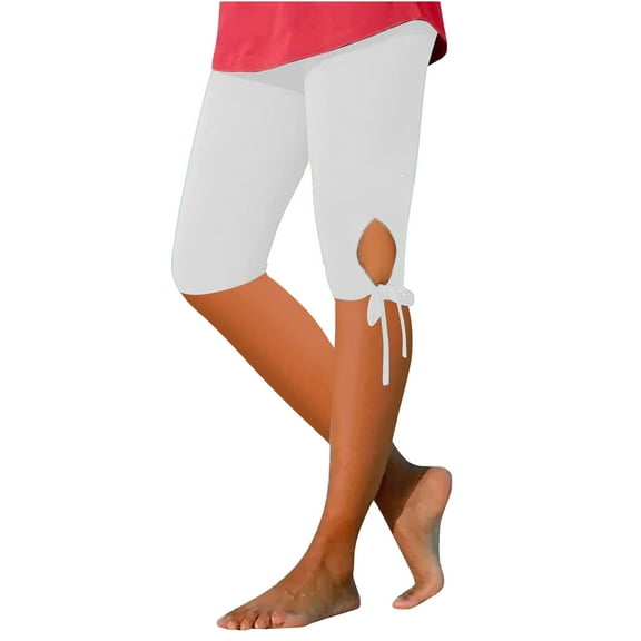 ZZwxWA Women's Pants, Women's Summer High Waisted Solid Color Capris Matching Slim Fitting Yoga Gym Pants Womens Shorts Casual up to 45% Off