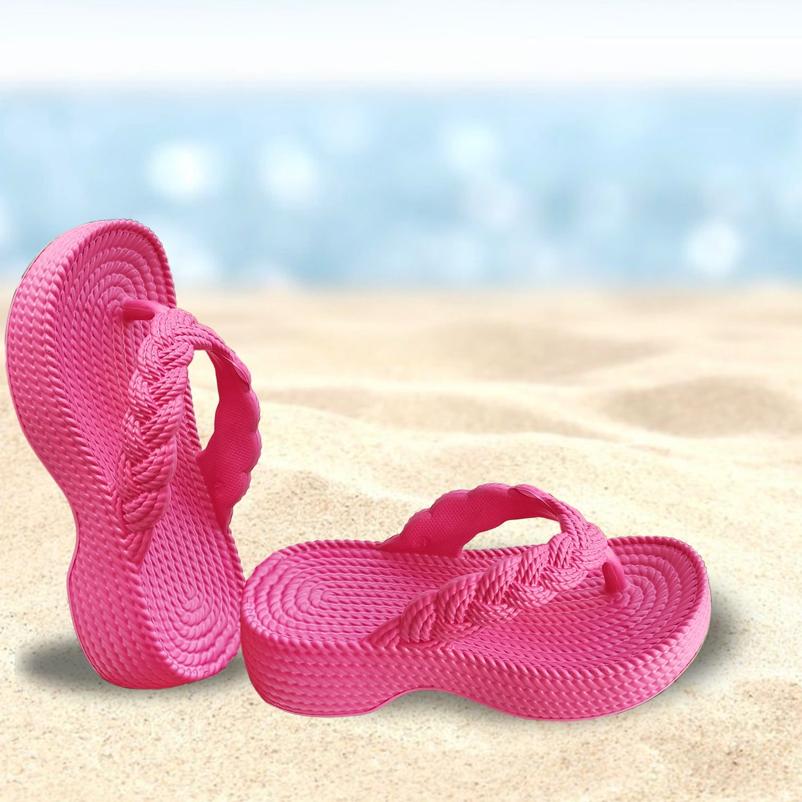 New Summer Square Clip Toe Casual Beach Flip Flops Slide Low Heel Pump