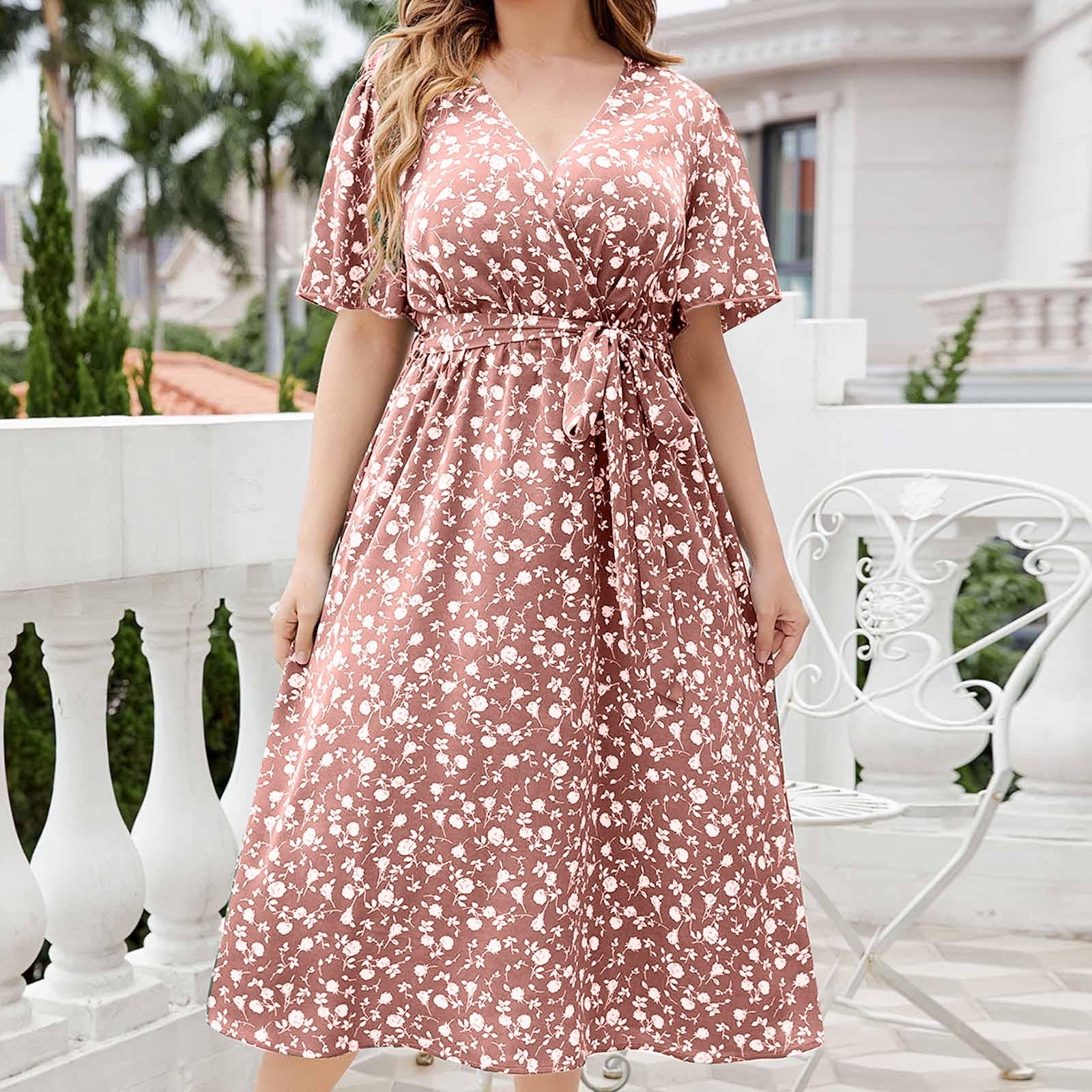 Chiffon Elegant Print Dress.ZZwxWA Women's Plus Size Dress Maxi Dresses Floral Print Bohemian Party ...