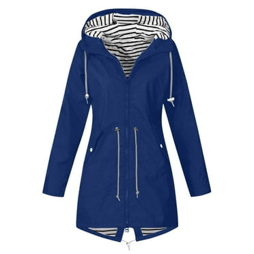 ZZwxWA Women's Rain Jacket Windbreaker Raincoats Lightweight Waterproof Striped Climbing Outerwear Coats with Pockets