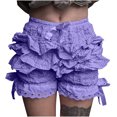 thumbnail image 1 of ZZwxWA Women's Ruffle Layered Y2k Lace Trim Shorts Mini Pettipants Fairy Tiered Bloomers Bottoms Pumpkin Shorts, 1 of 6