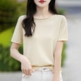 thumbnail image 1 of ZZwxWA Women's Short Sleeve O-Neck Sweater Wool Pullover Cashmere Knitted T-Shirt Womens Cashmere Sweater Casual, 1 of 2