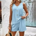 thumbnail image 1 of ZZwxWA Women's Summer 2 Piece Outfits Sleeveless Matching Sets Button Down V Neck Vest Casual Dressy 2 Piece Sets 2025, 1 of 6