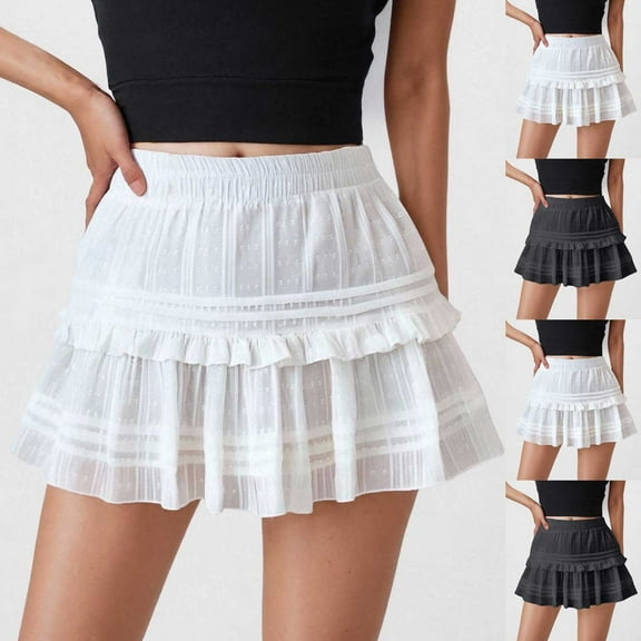 ZZwxWA Women's Summer Boho Ruffle Tiered Mini Skirt 2025 High Waist Skorts Flowy Casual Beach Shorts Street Wear Party