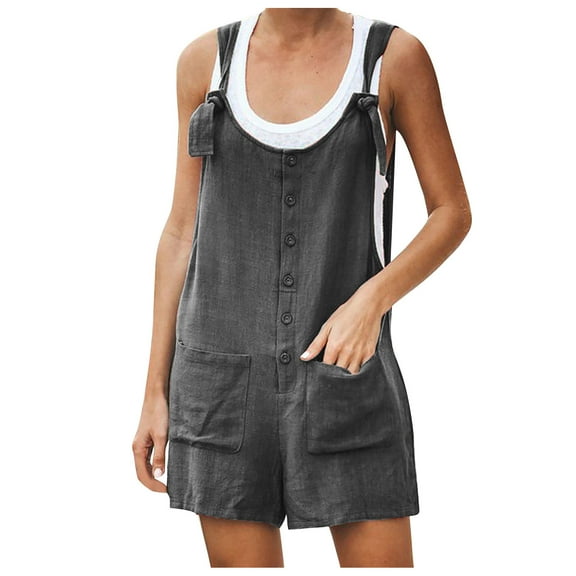 ZZwxWA Women's Summer Button Up Comfy Rompers Casual Suspender Shorts Jumpsuit Strap Pants with Pockets Bib Overalls