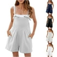 thumbnail image 1 of ZZwxWA Women's Summer Casual Sleeveless Rompers Loose Spaghetti Strap Denim Shorts Overalls Jumpsuit with Pockets, 1 of 7