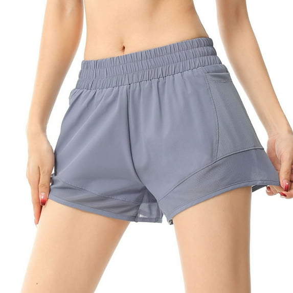ZZwxWA Women's Summer Quick Dry Running Shorts - Mesh Patchwork High Waisted Casual Workout Elastic Athletic Shorts Solid Color Womens Shorts
