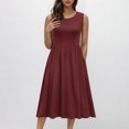 thumbnail image 1 of ZZwxWA Women's Summer Tank Midi Dress with Pockets Sleeveless A-Line Sundress Casual Floral T-Shirt Dress Flowy Beach Sundress Womens Solid Pleated Dresses, 1 of 6